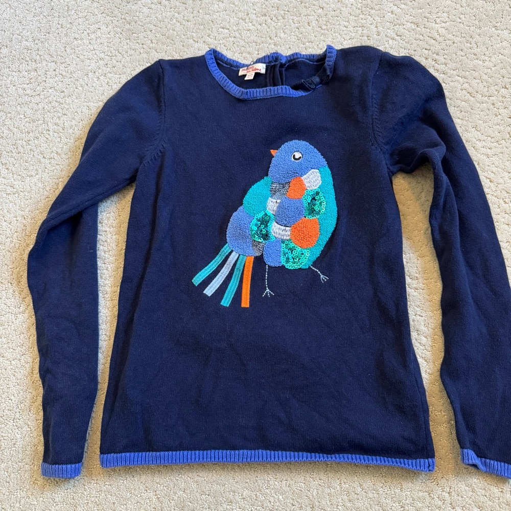 Du Pareil Au Meme DP AM Blue Sweater Bird Sequins 10 Years